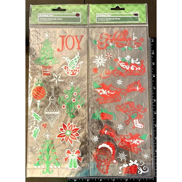 2 Sheets Of Handmade Christmas Stickers Featuring Festive Designs - Picture 1 of 4